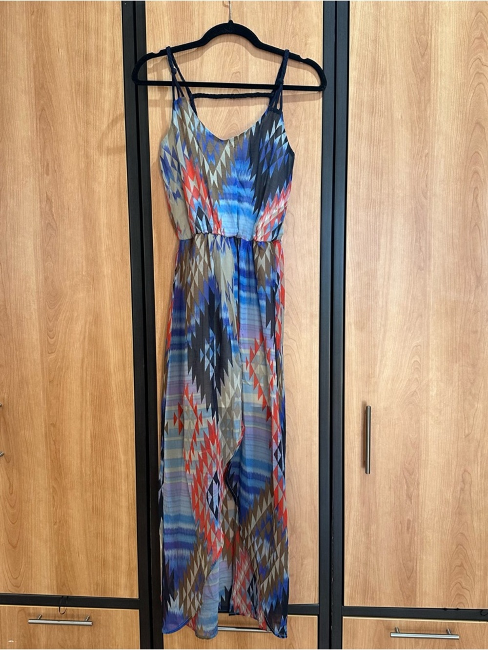 Aztec Print Maxi Dress with Spaghetti Straps